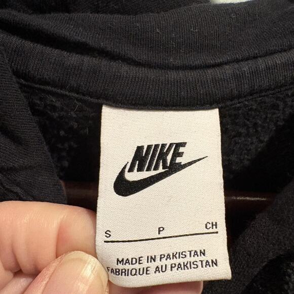 Nike Hoodie Mens Small Black Blue Swoosh Logo DM6873-010 Embroidered Pullover - Picture 2 of 16